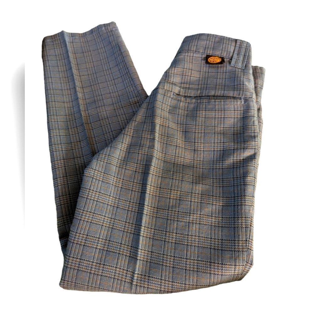 Vintage Mann blue plaid pants - Picture 1 of 5